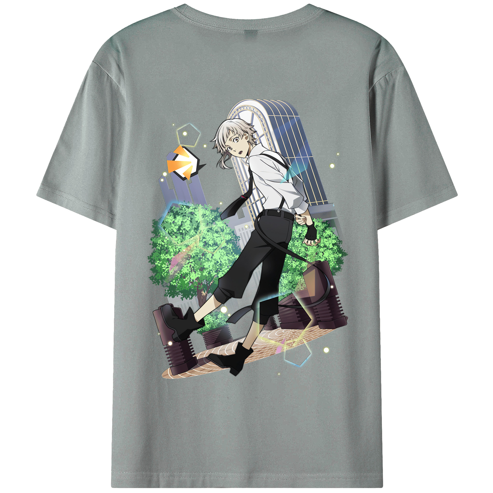 （画像用） 文豪ストレイドッグス Bungo Stray Dogs 綿100％ メンズ半袖Tシャツ（バックプリント） 通気性